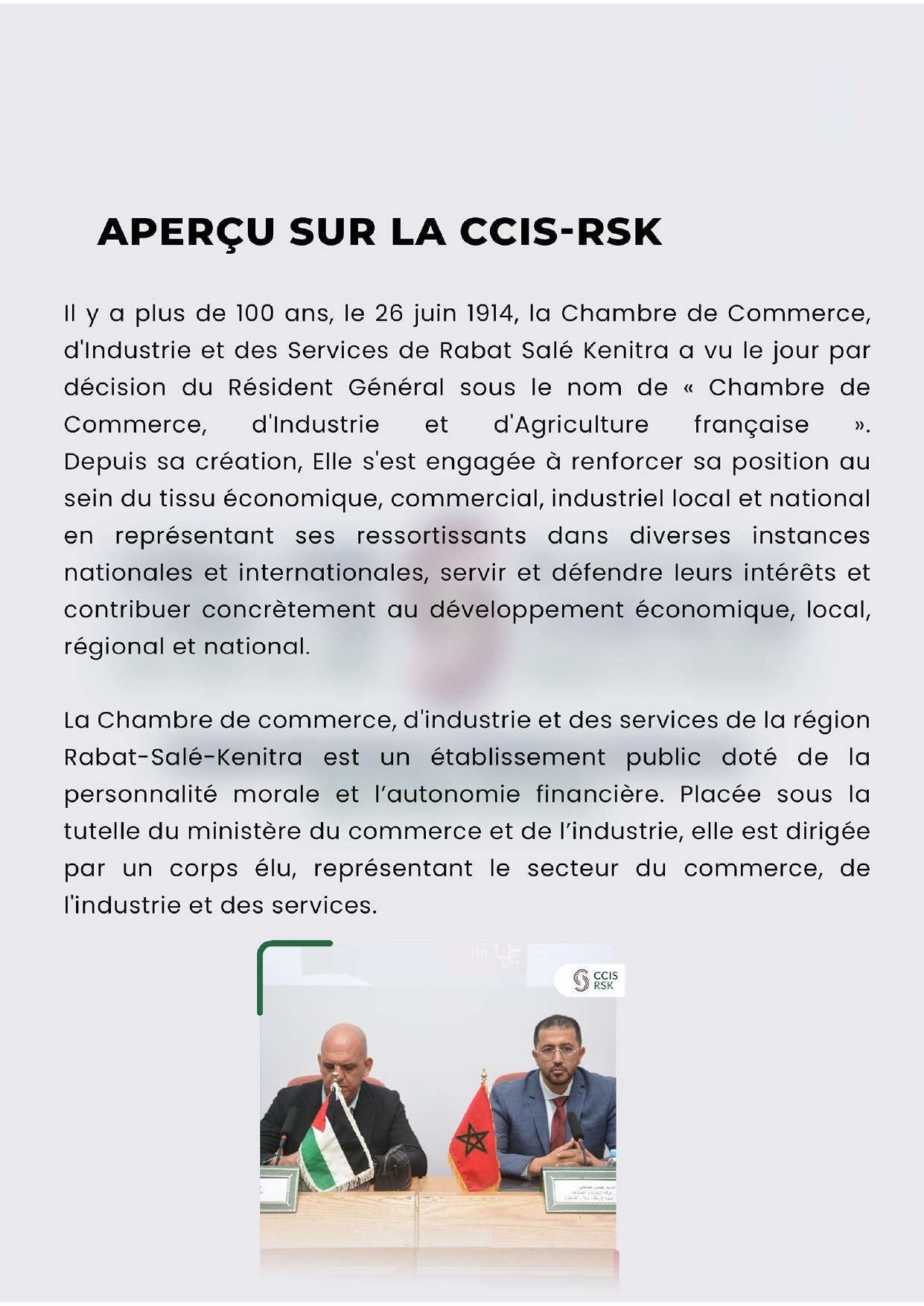 Aperçu sur la CCIS-RSK