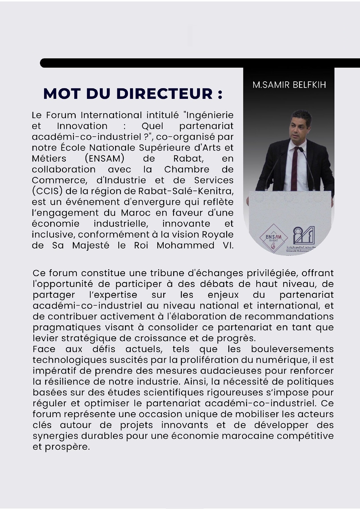 Mot du Directeur de l’ENSAM-R