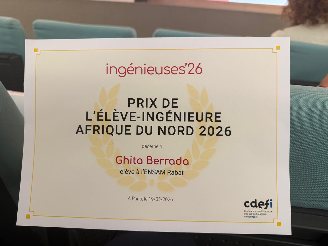 Prix de l’élève-ingénieure Afrique du Nord 