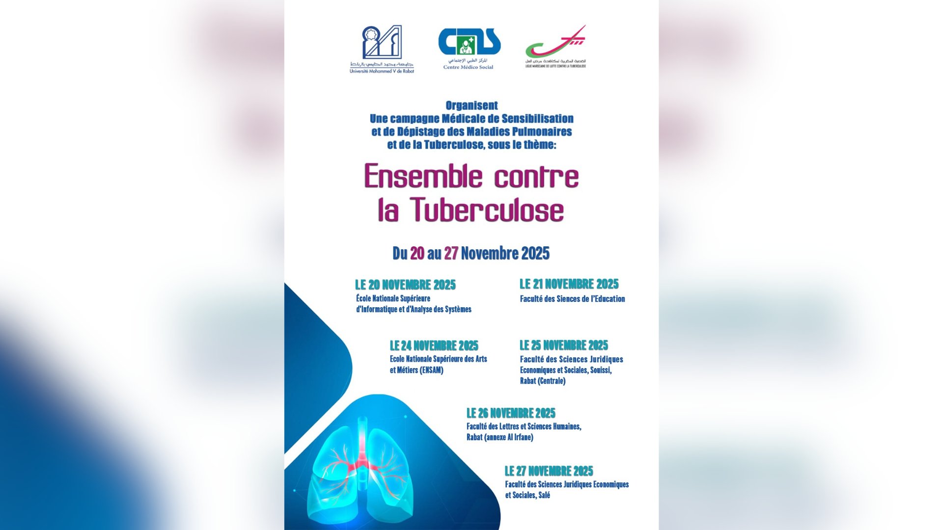« Ensemble contre la tuberculose » : L’ENSAM Rabat au Cœur de la Prévention