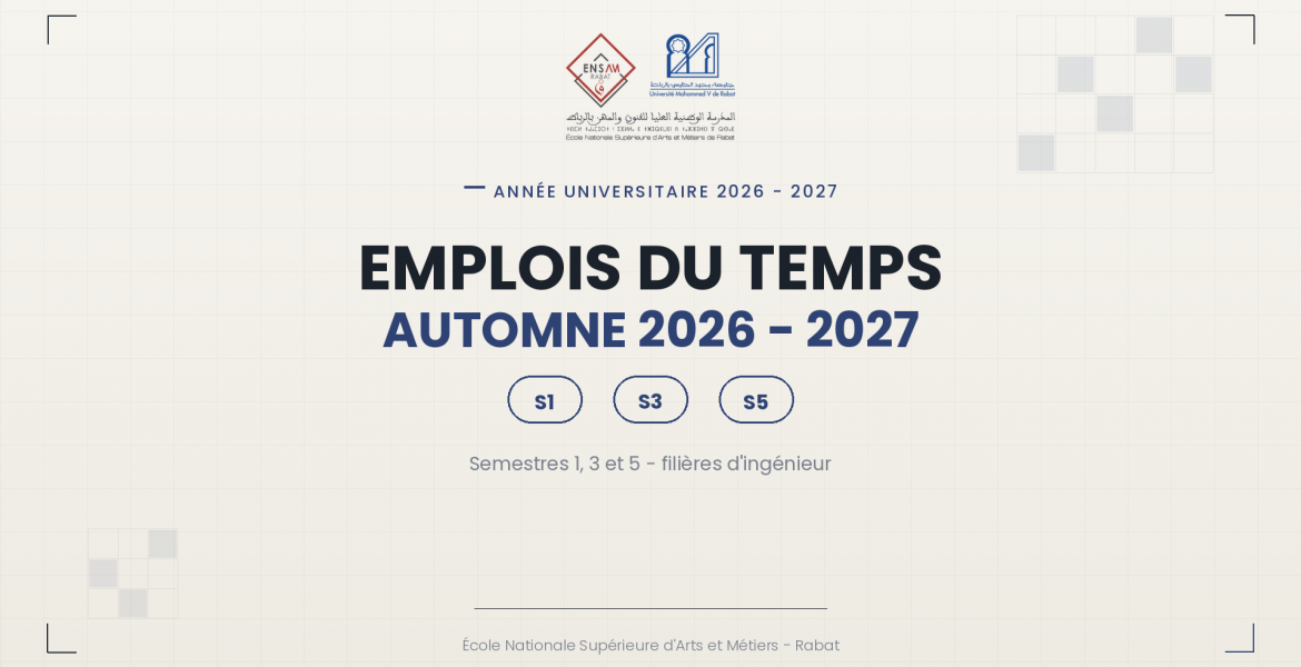 Emplois du temps automne 2026-2027