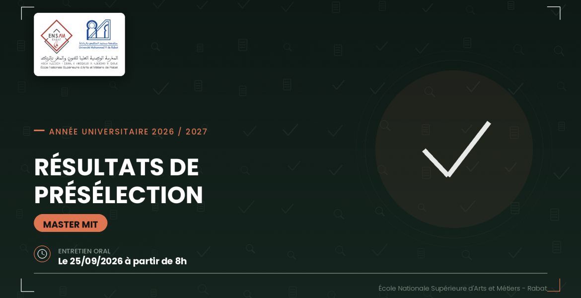 Liste des candidats convoqués à l’oral | Master en Management de l’Innovation & de la Technologie