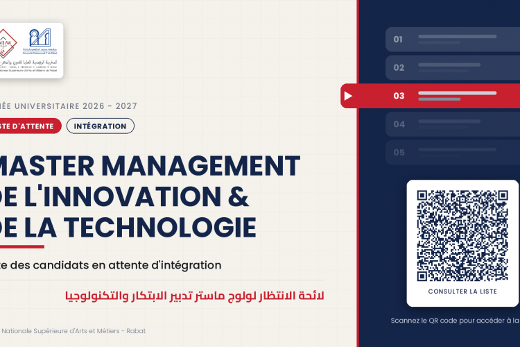 Master en Management de l'Innovation et de la Technologie : publication de la liste d'attente 2026-2027